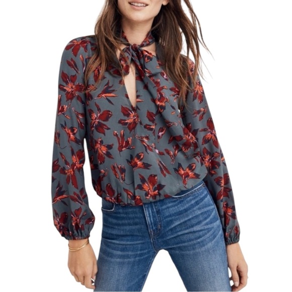 Madewell Tops - MADEWELL Silk Tie-Neck Wrap Top in Winter Orchid Size XS -- GORGEOUS!!!